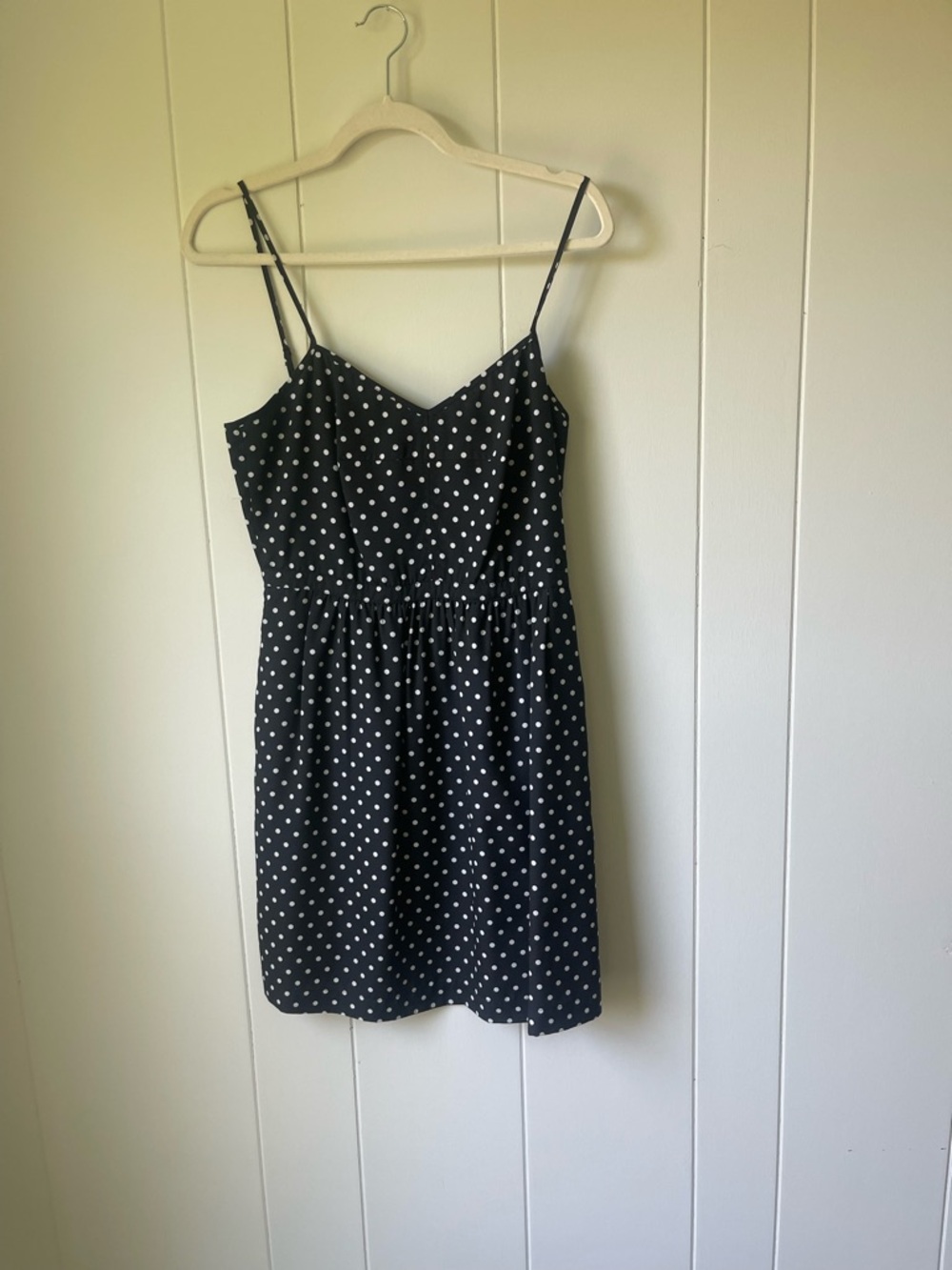 J. Crew Black Dress with White Polka Dots
